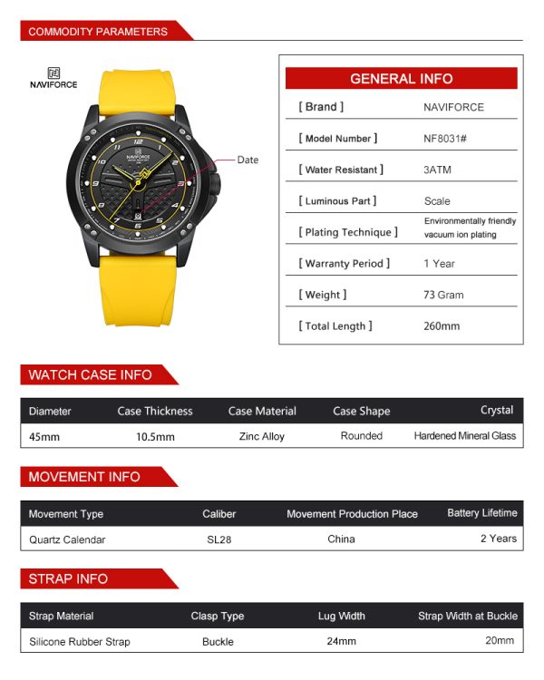 ساعت مچی مردانه نیوی فورس مدل NAVIFORCE 8031 - Image 2